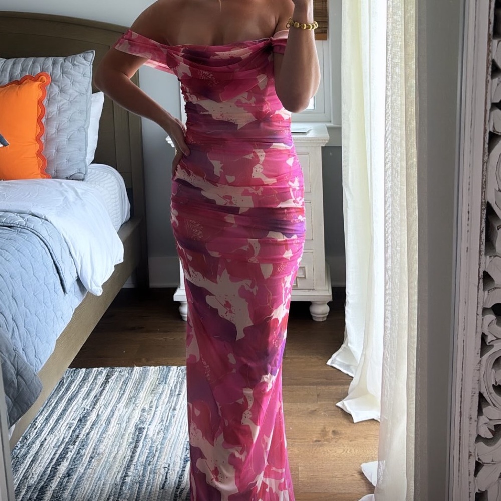 Elegant Pink Off-Shoulder Dress